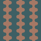 Wavy Stripes Mocha Brown and Dusty Teal Blue Ogee A-Go-Go Pattern Coffee Mug Gallery Image 2