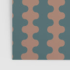 Wavy Stripes Mocha Brown and Dusty Teal Blue Ogee A-Go-Go Pattern Poster Gallery Image 3