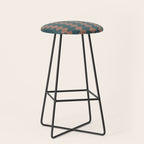 Wavy Stripes Mocha Brown and Dusty Teal Blue Ogee A-Go-Go Pattern Stool Gallery Image 1