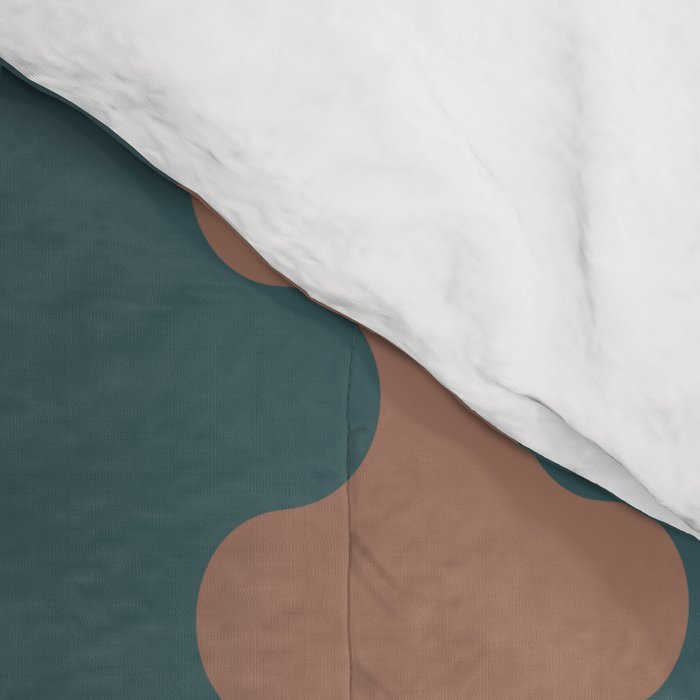 Wavy Stripes Mocha Brown and Dusty Teal Blue Ogee A-Go-Go Pattern Comforter Gallery Image 4