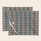 Wavy Stripes Mocha Brown and Dusty Teal Blue Ogee A-Go-Go Pattern Placemat Gallery Image 1