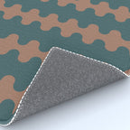 Wavy Stripes Mocha Brown and Dusty Teal Blue Ogee A-Go-Go Pattern Rug Gallery Image 4