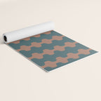 Wavy Stripes Mocha Brown and Dusty Teal Blue Ogee A-Go-Go Pattern Yoga Mat Gallery Image 2
