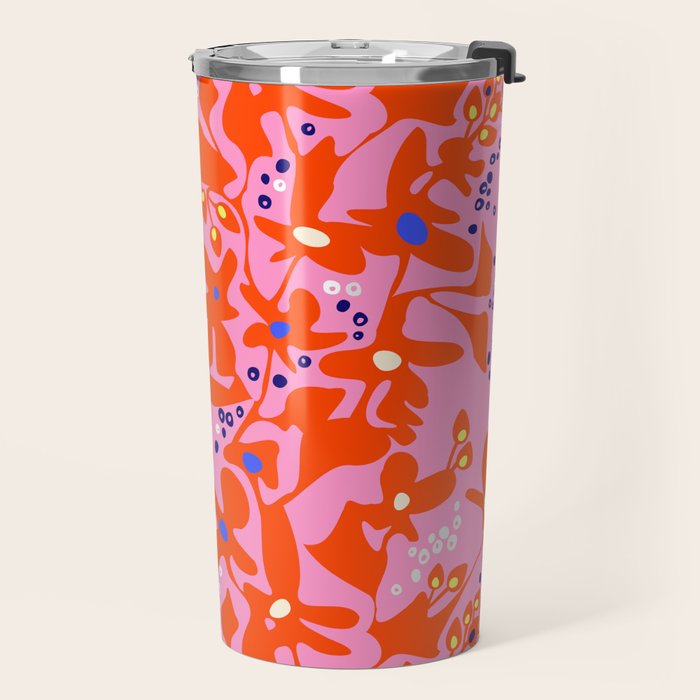 Pink home jungle: Organic shapes and flowers Travel Mug Gallery Image 2