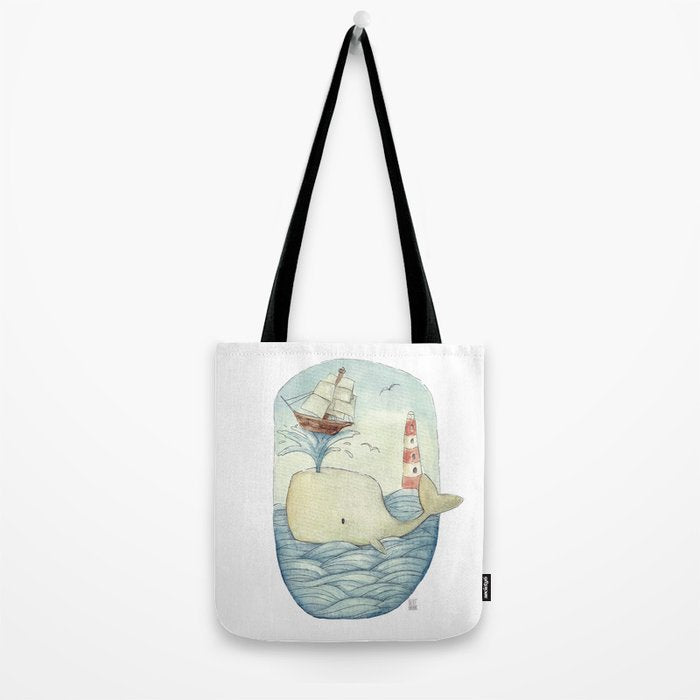 Cute Whale in the Sea Tote Bag Gallery Image 2