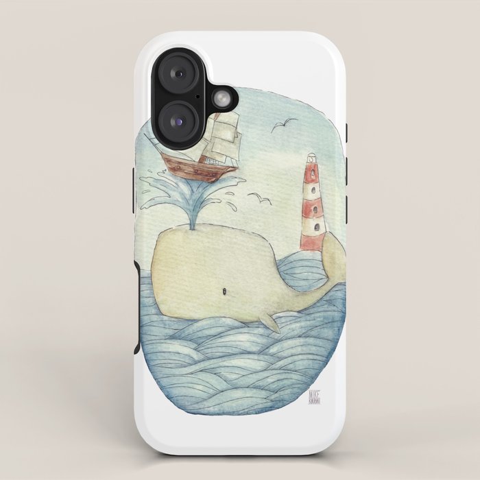 Cute Whale in the Sea iPhone Case Gallery Image 1