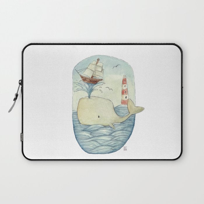 Cute Whale in the Sea Laptop Sleeve Gallery Image 1