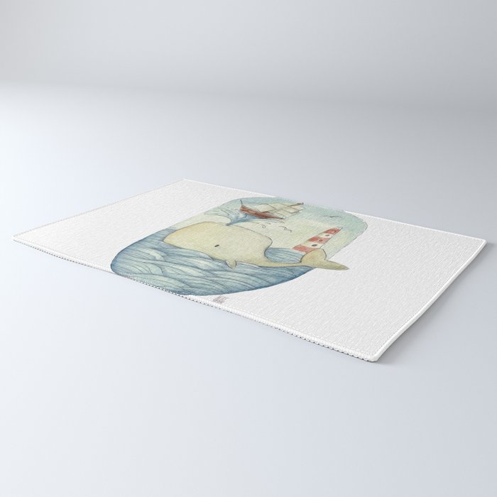 Cute Whale in the Sea Rug Gallery Image 3