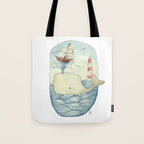 Cute Whale in the Sea Tote Bag Gallery Image 1