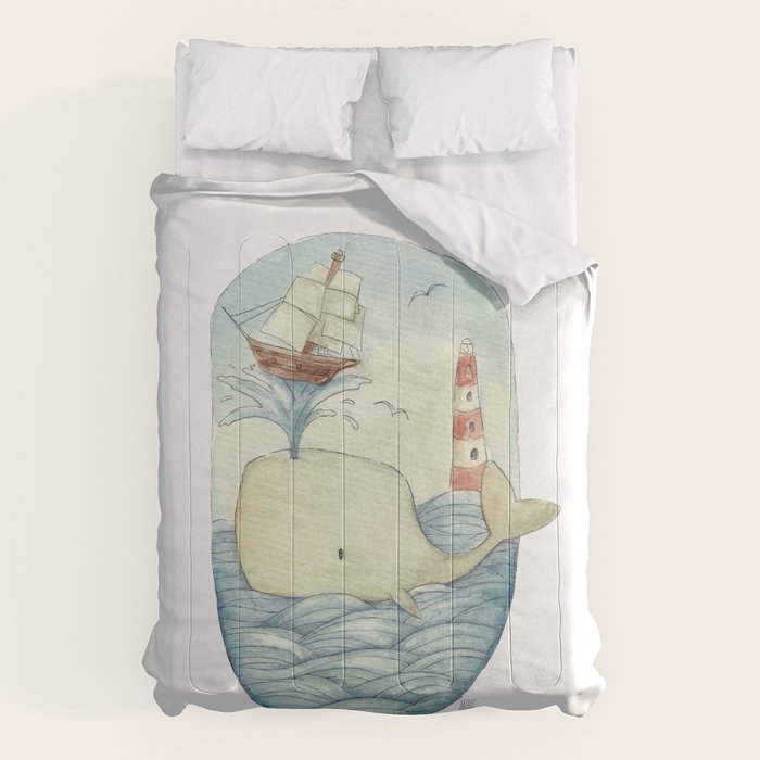 Cute Whale in the Sea Comforter Gallery Image 6