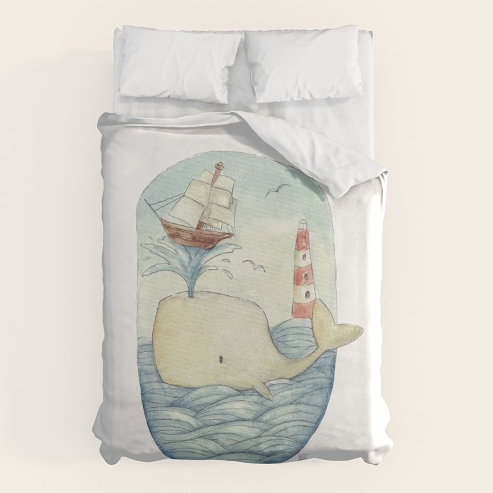 Cute Whale in the Sea Duvet Cover Gallery Image 6