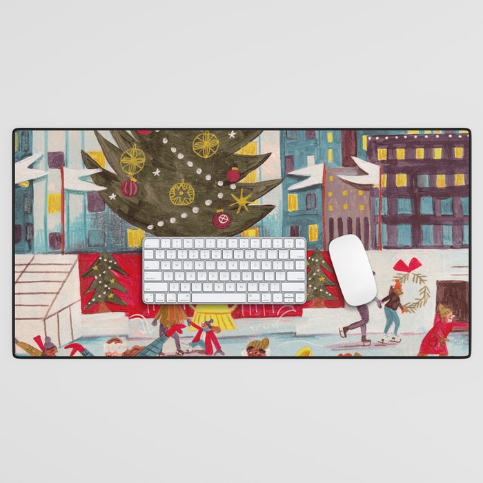 New York city ice rink Rockefeller center skating Desk Mat Gallery Image 1