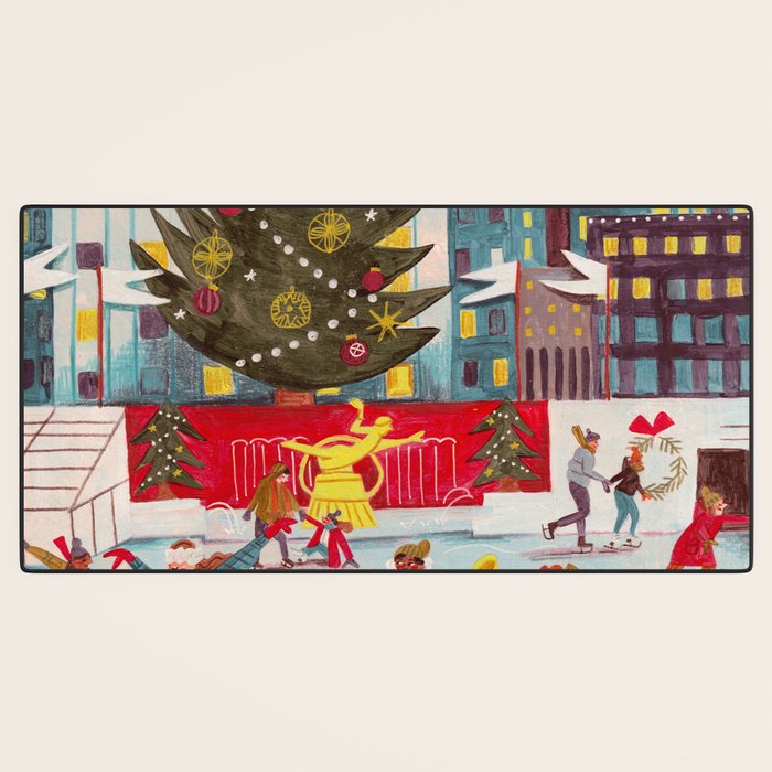New York city ice rink Rockefeller center skating Desk Mat Gallery Image 3