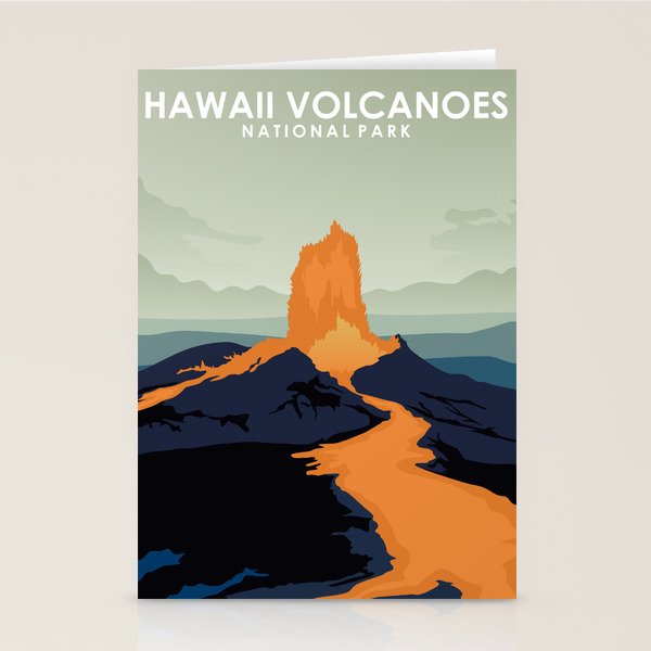 Hawaii Volcanoes National Park Travel Poster Stationery Card