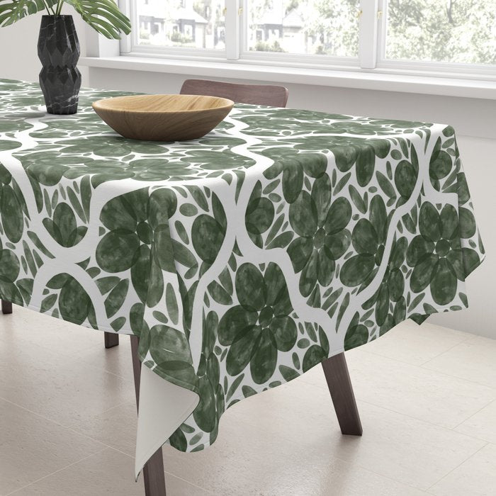 Green Petals Oasis Motif Tablecloth Gallery Image 3
