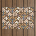 Retro Floral Pattern Bloom Outdoor Rug Gallery Image 1