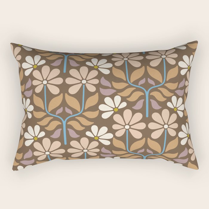 Retro Floral Pattern Bloom Rectangular Pillow Gallery Image 2