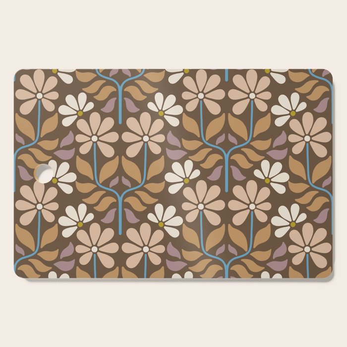 Retro Floral Pattern Bloom Cutting Board Gallery Image 1