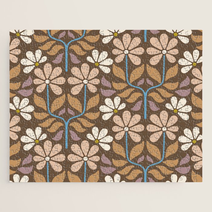 Retro Floral Pattern Bloom Jigsaw Puzzle Gallery Image 1
