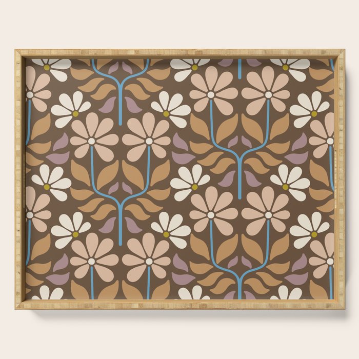 Retro Floral Pattern Bloom Serving Tray Gallery Image 1