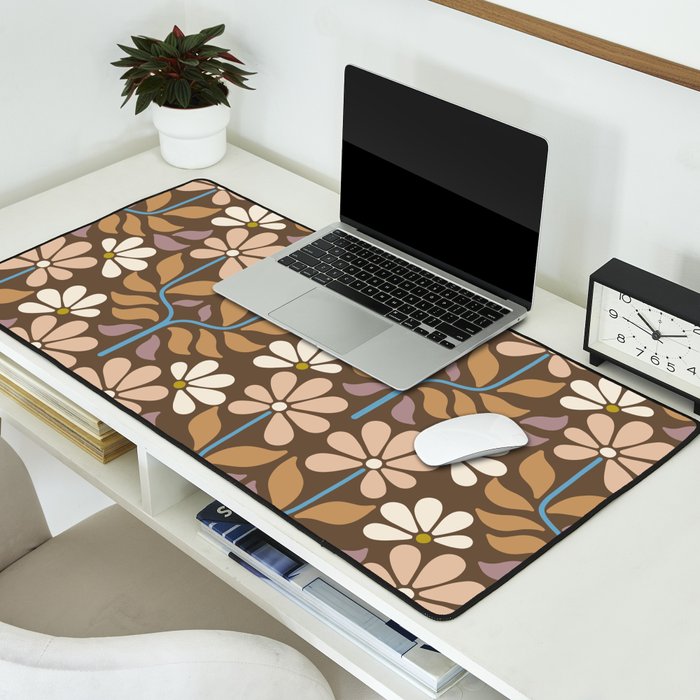 Retro Floral Pattern Bloom Desk Mat Gallery Image 2