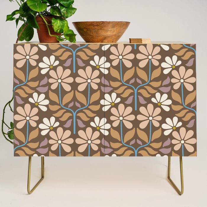 Retro Floral Pattern Bloom Credenza Gallery Image 1