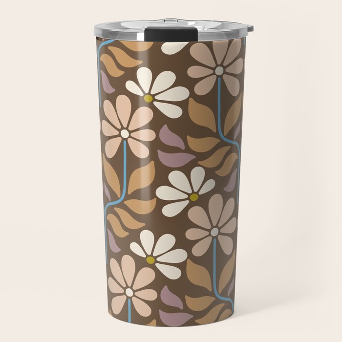 Retro Floral Pattern Bloom Travel Mug Gallery Image 1