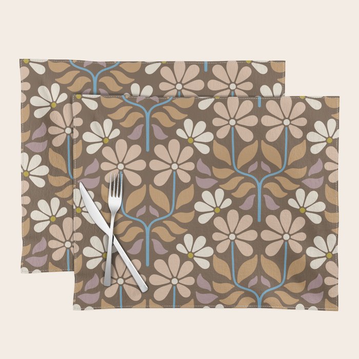 Retro Floral Pattern Bloom Placemat Gallery Image 1