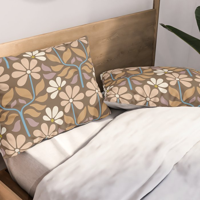 Retro Floral Pattern Bloom Pillow Sham Gallery Image 2