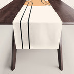 Geometric Lines in Black and Beige 14 (Rainbow and Sun Abstraction) Table Runner Gallery Image 1