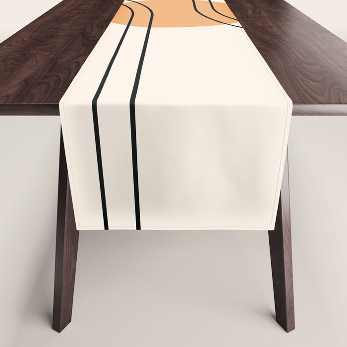 Geometric Lines in Black and Beige 14 (Rainbow and Sun Abstraction) Table Runner Gallery Image 1