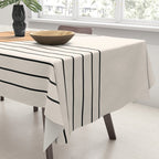 Geometric Lines in Black and Beige 14 (Rainbow and Sun Abstraction) Tablecloth Gallery Image 3