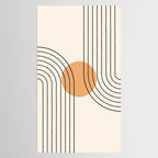 Geometric Lines in Black and Beige 14 (Rainbow and Sun Abstraction) Tablecloth Gallery Image 2