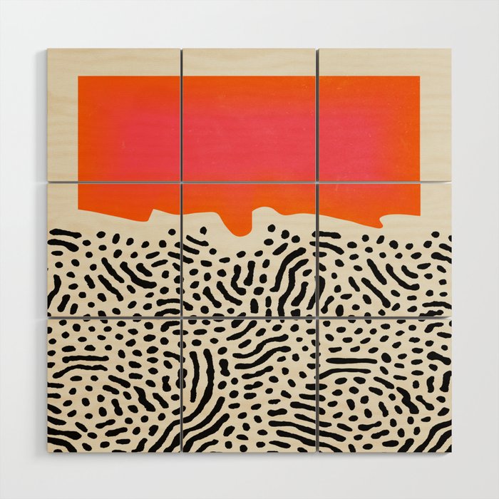 Sunset & Spots: Mid Century Abstraction Wood Wall Art Gallery Image 1
