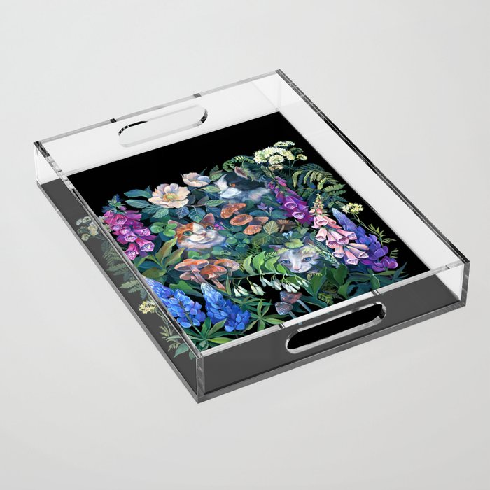 Cats Flower Garden Acrylic Tray Gallery Image 1