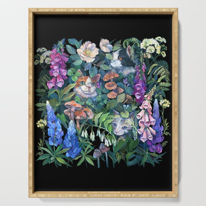 Cats Flower Garden Serving Tray Gallery Image 1