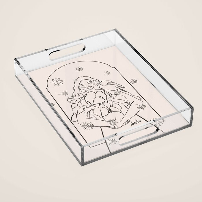 Falling Flowers lines Acrylic Tray Gallery Image 1