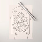 Falling Flowers lines Wrapping Paper Gallery Image 1