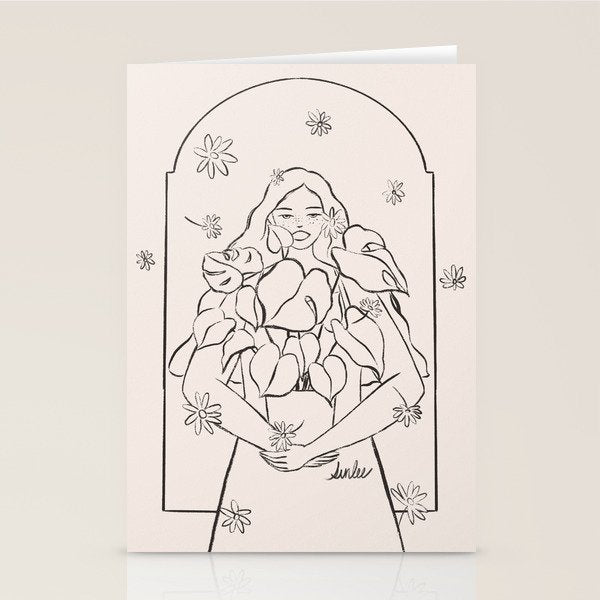 Falling Flowers lines Stationery Card Gallery Image 2