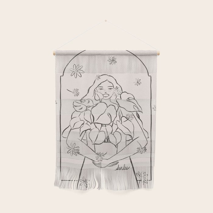 Falling Flowers lines Wall Hanging Gallery Image 1