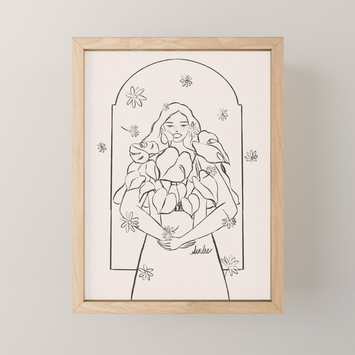 Falling Flowers lines Mini Art Print Gallery Image 1