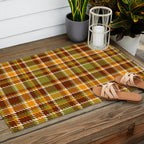 Retro 70s autumn tartan brown moss green mustard yellow pattern Outdoor Rug Gallery Image 2