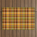 Retro 70s autumn tartan brown moss green mustard yellow pattern Outdoor Rug Gallery Image 1