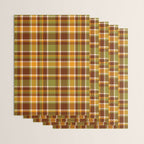 Retro 70s autumn tartan brown moss green mustard yellow pattern Wrapping Paper Gallery Image 3