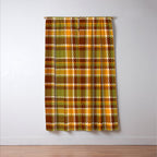 Retro 70s autumn tartan brown moss green mustard yellow pattern Window Curtain Gallery Image 3