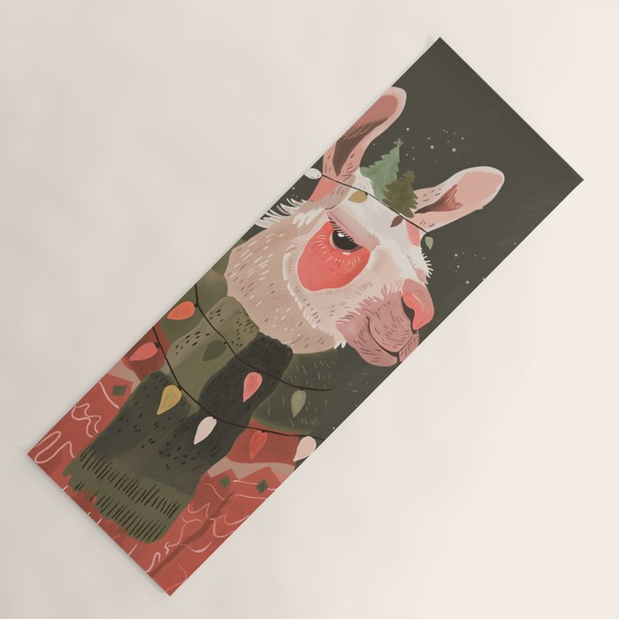 Festive Glow Llama Yoga Mat Gallery Image 1