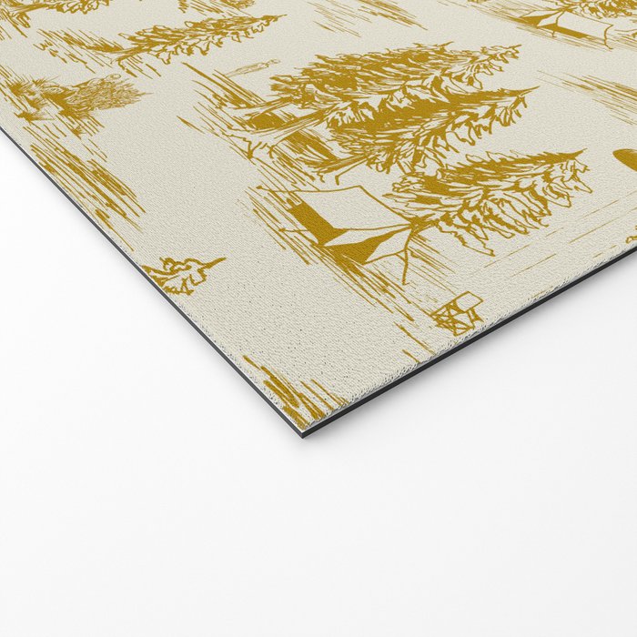 Yellow/Gold Alien Abduction Toile De Jouy Pattern Welcome Mat Gallery Image 2