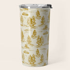 Yellow/Gold Alien Abduction Toile De Jouy Pattern Travel Mug Gallery Image 2