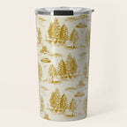 Yellow/Gold Alien Abduction Toile De Jouy Pattern Travel Mug Gallery Image 1