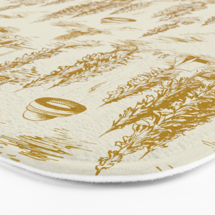 Yellow/Gold Alien Abduction Toile De Jouy Pattern Bath Mat Gallery Image 3